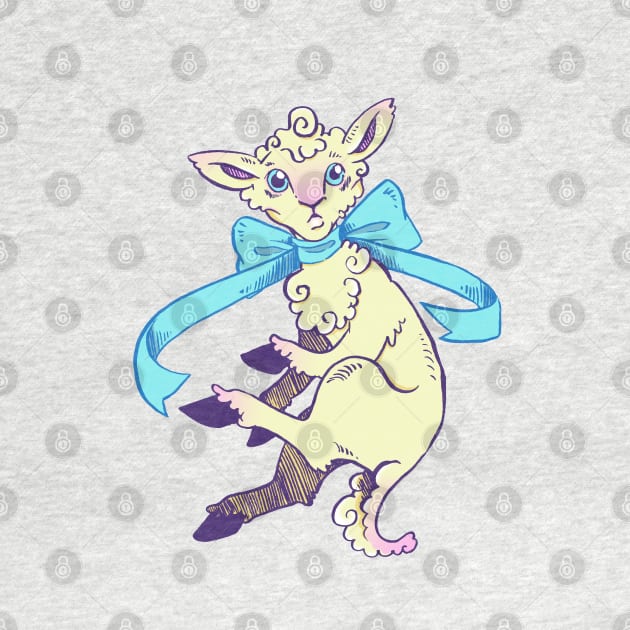 Fluffy Lamb Looking Startled in Blue by SimplyKitt